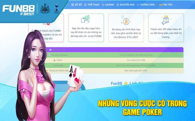 Những vòng cược có trong game Poker